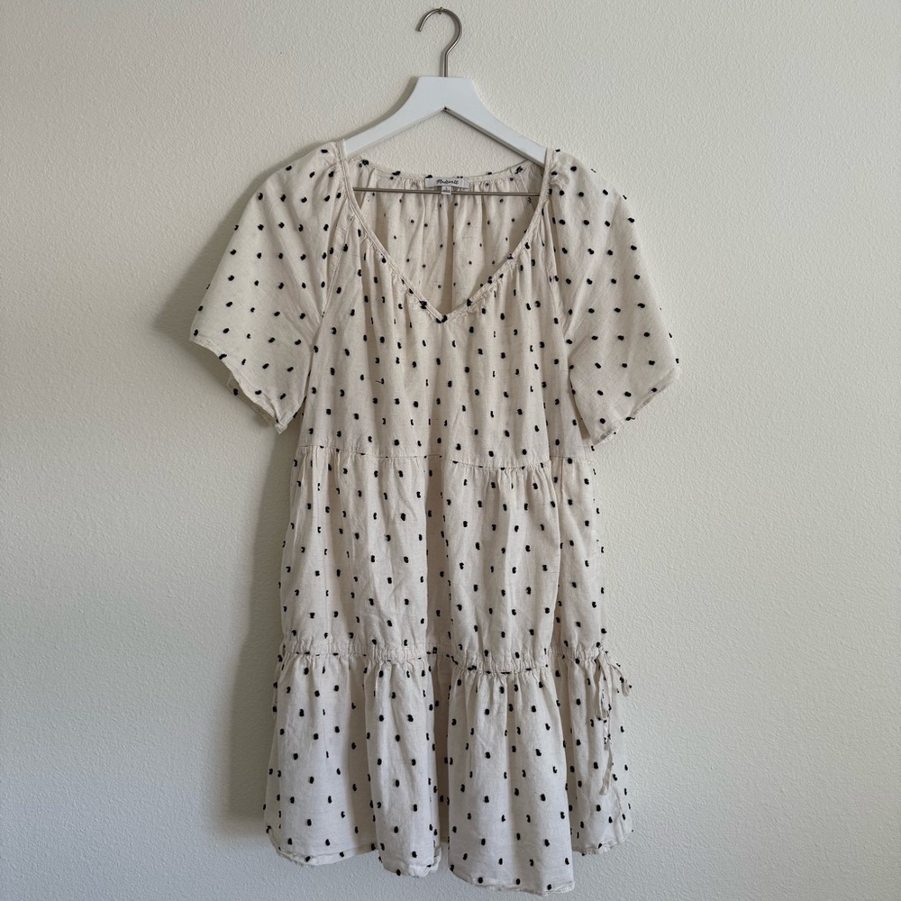 Madewell Off White Clip Dot Dress Large